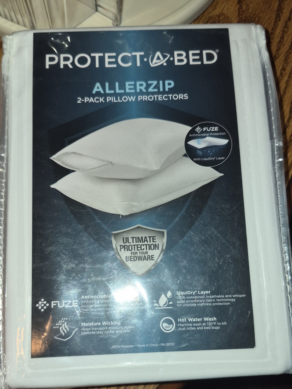AllerZip White 2-Pack Pillow Protectors Nwt
